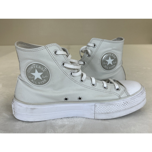 Converse Chuck Taylor All Star Lift High-top Platform Faux Leather Light Bone 10 - Picture 6 of 11